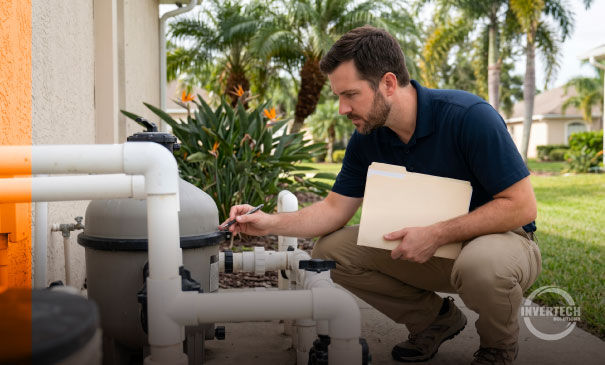 Licensed contractor inspecting septic system for real estate transaction Florida